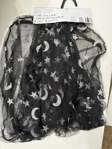 WOMEN'S WAY TO CELEBRATE HOODED STARLIGHT CAPE - OSFM - BLACK/SILVER image 3