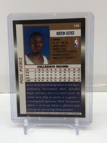 PAUL PIERCE ROOKIE CARD - TOPPS 1999 BOSTON CELTICS CARD #135 image 2