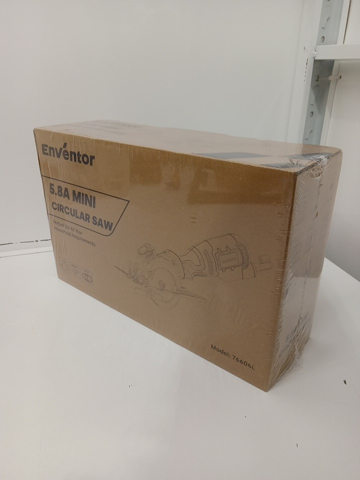 enventor mini corded 4-1/2" circular saw with precise laser guide & 6 assorted 115mm blades - 5.8A, 3500RPM - blue (model: 76604L) image 6