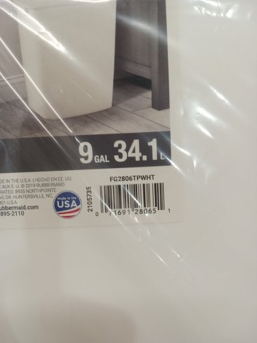 Rubbermaid plastic Open Wastebasket - 9gal - white - (model: FG2806TPWHT ) image 3
