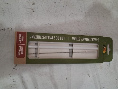 3pc bps Tritan Straws with cleaning Brush - 10" - white (model: 2p-trs-10.84/3792100) image 2