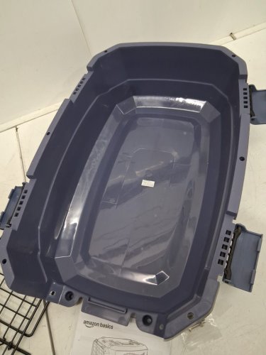 AMAZONBASICS TWO-DOOR TOP-LOAD HARD-SIDED PET TRAVEL KENNEL CARRIER CRATE FOR CATS OR DOGS - 23" x 15" x 13" - GREY/BLUE (MODEL: ‎6009-M-APL) image 3