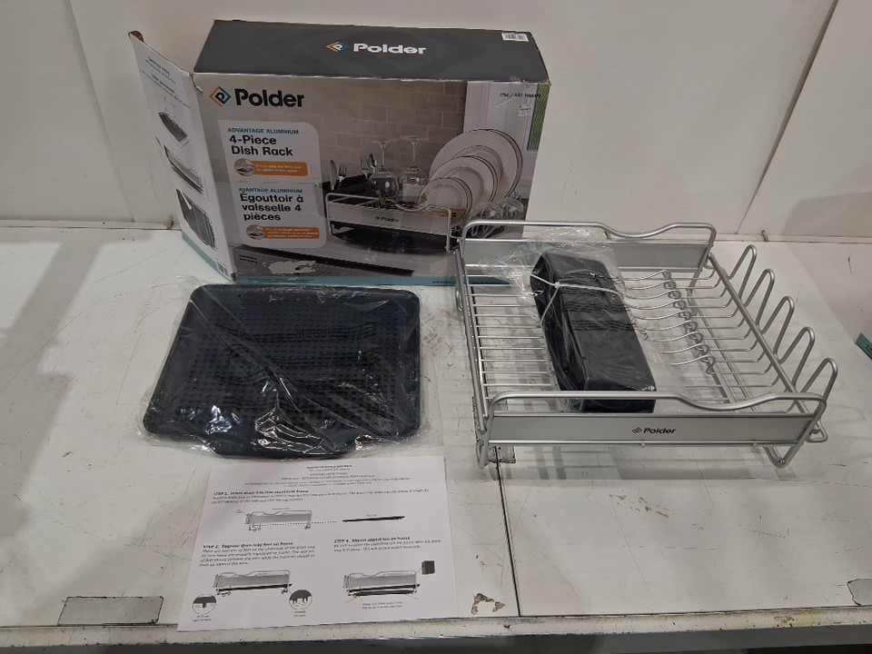 polder advantage aluminum dish rack - 20.6" × 14" × 6.9" - stainless steel (model: 1966478 / KTH-6350CN) image 2