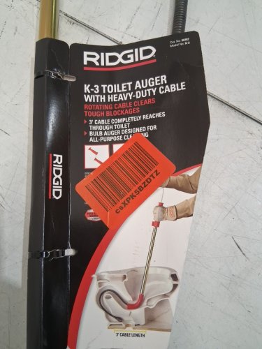 RIDGID K-3 TOILET AUGER TOILET AUGER SNAKE WITH BULB HEAD TO CLEAR CLOGGED TOILETS - 3 feet - orange/bronze (model:  59787) image 3