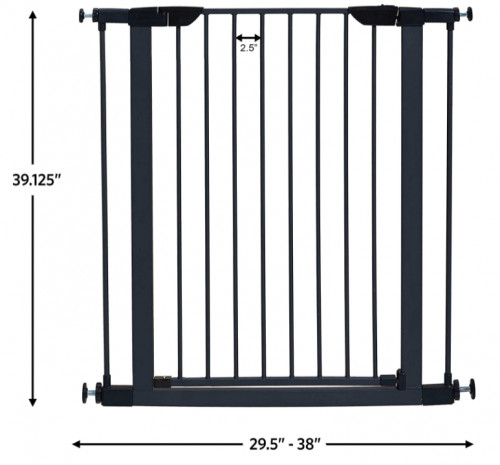MIDWEST HIGH METAL WALK-THRU SAFETY GATE - MAGNETIC LATCH - GLOW IN THE DARK LATCH - 29"-38"W x 39"H - GRAPHITE GREY (MODEL: 2939SG-GL) image 2