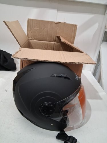 3/4 Open Face Clear Visor DOT Approved detachable liner motorcycle helmet - extra large - black (model: MD-207) image 4