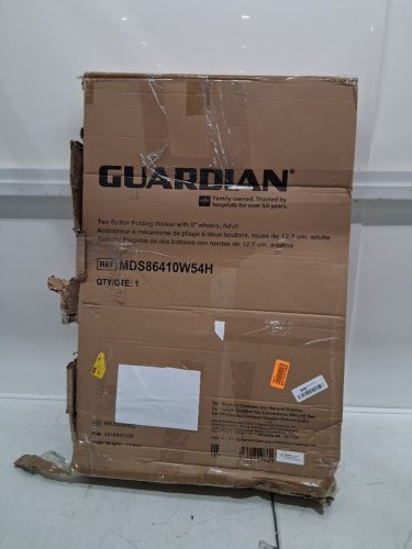 MEDLINE GUARDIAN ADJUSTABLE ALUMINUM 2-BUTTON FOLDING WALKER - 300LBS CAPACITY - GREY (MODEL: MDS86410W54H) image 2
