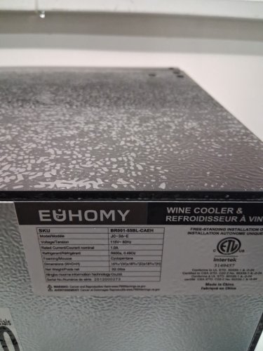 EUHOMY compact countertop mini wine/drinks cooler fridge - 96l - black (model: br001-55bl-caeh) image 5