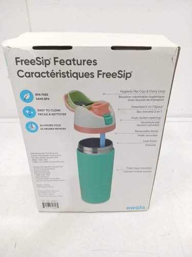 2PC OWALA FREESIP STAINLESS STEEL WATER BOTTLES WITH STRAWS - 16OZ - BLUE/GREEN (MODEL: 2856617) image 3
