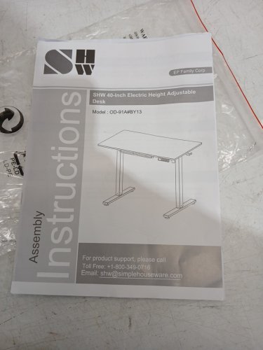 SHW adjustable height electric standing desk with drawer - 40" - maple/white (model: od-91a#by13) image 3