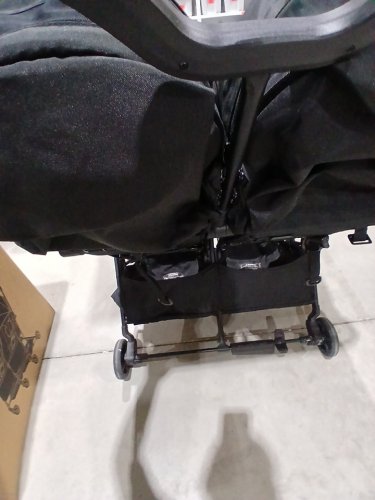 Mompush Lithe X2 easy fold lightweight double stroller with recline & rain cover for newborns & toddlers - Black (Model: S3101-ND) image 10