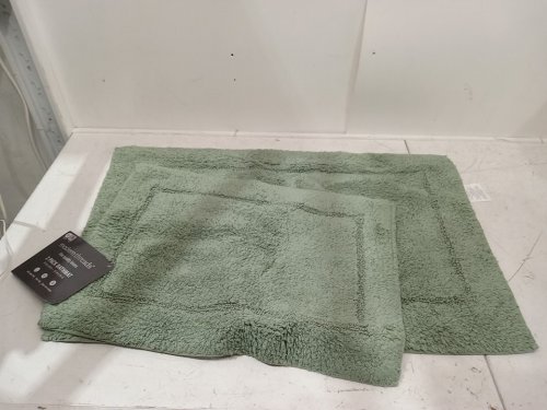 2PK modern threads luxury non-slip bath mat set - 17" x 24" - 21" x 34" - spa blue image 3