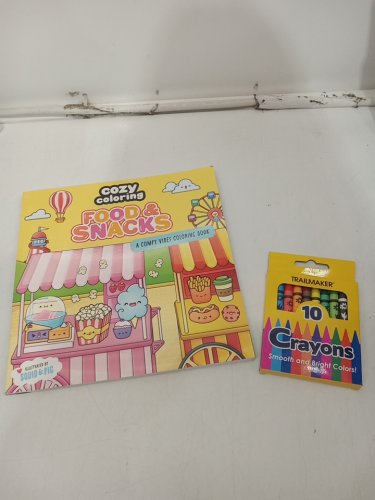 (Paperback) Cozy Colouring: Food & Snacks A Comfy Vibe Colouring Book with 10pk crayons image 2