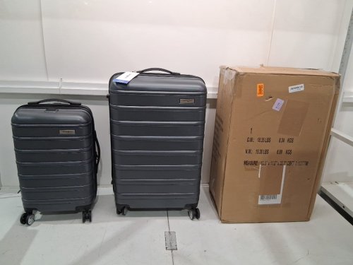 2pc Samsonite Omni 2 Hardside Expandable Spinner Luggage suitcase with telescopic handles - 22" & 24" - Solid Charcoal grey (model: 138449-3386) image 2