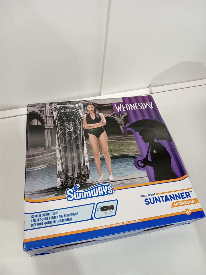 Swimways Wednesday Suntanner INFLATABLE Pool Float - 2ft x 5.5ft - Black / White image 2