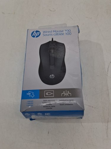 HP Wired Mouse 100 - Optical Sensor, 1600 DPI, USB-a, Ambidextrous - black (model: 6VY96AA#ABL) image 2