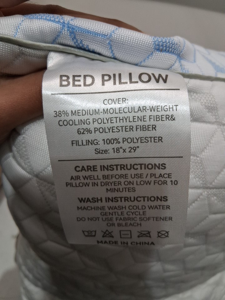 2PK HEYCUZI Premium Down Alternative Bed Cooling Pillow - 18"X29" - WHITE/BLUE image 4