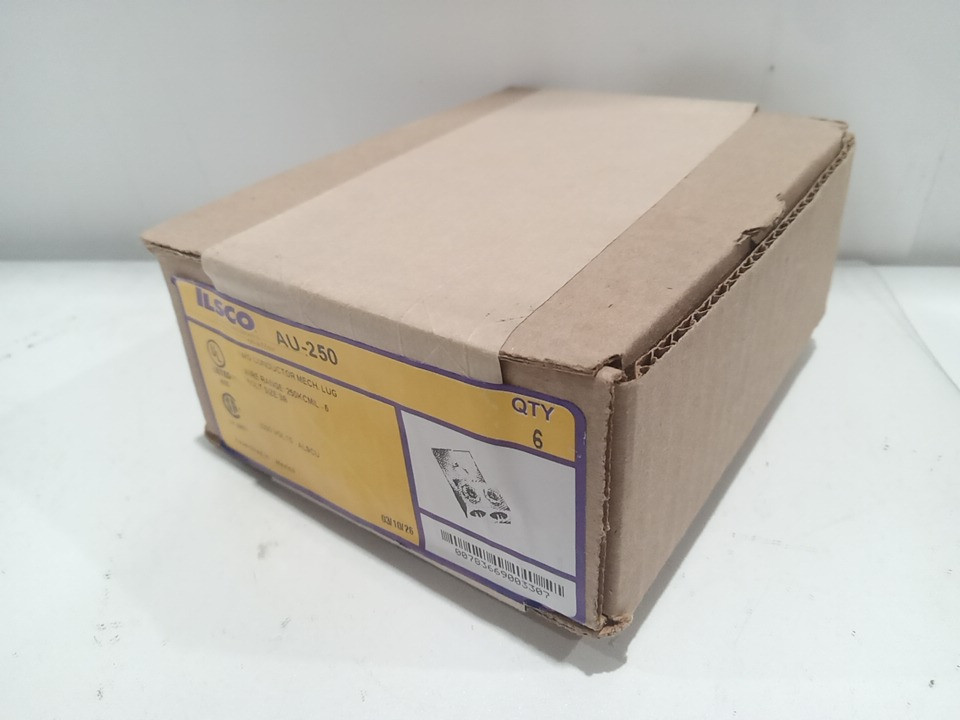 6pk ILSCO Two Conductor mechanical lug - Range 250-6, 2 Ports 1 Hole (Model: AU-250) image 2