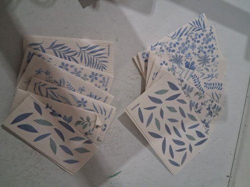 12PK Recyco plant based Swedish dishcloths - 7.5"/11.7" - blue/white FLORAL (model: 1796215) image 2