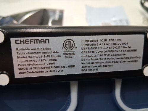 chefman roll n' go electric warming silicone mat - 23.6" x 15.8" - blue (model: RJ22-S-BLUE-CA) image 4