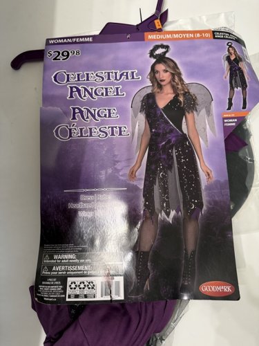 3PC WOMEN'S GOODMARK CELESTIAL ANGEL COSTUME - MEDIUM (8-10) - PURPLE/BLACK image 2