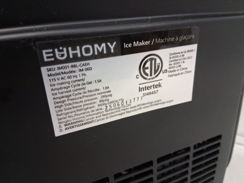 EUHOMY COUNTERTOP ICE MAKER MACHINE WITH HANDLE, BASKET AND SCOOP - MAKES 26LB/DAY - BLACK (MODEL: IM001-BBL-CAEH) image 9