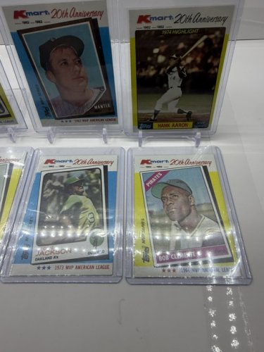 6 ASSTD 1982 K-MART 20TH ANNIVERSARY LEGEND CARDS (WILLIE MAYS, MICKEY MANTLE, HANK AARON, REGGIE JACKSON, SANDY KOUFAX, BOB CLAMENTE image 4
