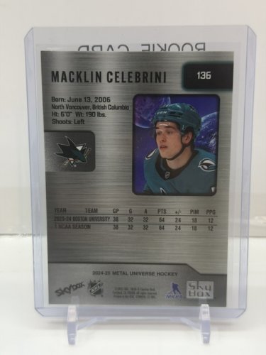 MACKLIN CELEBRINI ROOKIE CARD - 2026 SKYBOX METAL UNIVERSE (#136) image 2