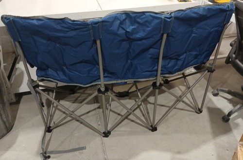 folding padded loveseat with cupholders and carry bag - 500lbs cap - blue image 4