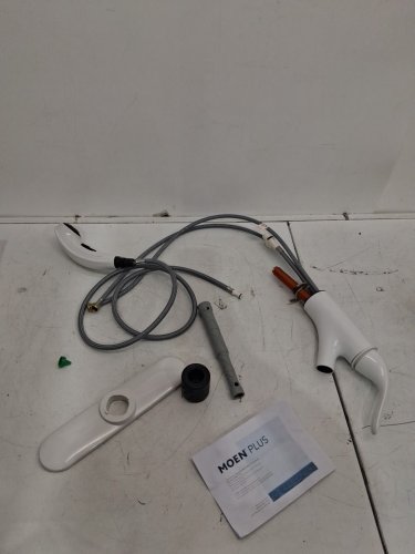 Moen Brecklyn One-Handle Single-Hole Kitchen Faucet with Pull-Out Sprayer Optional Deck Plate Included- H 10.16" - Glacier White-(model:87557W) image 3