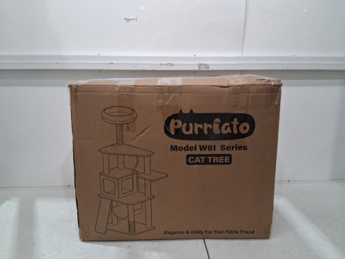 indoor cat tree tower -61.18" x 22.4" - beige (model: PLTA-P011) image 7