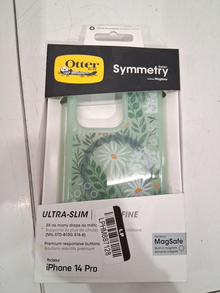 otterbox symmetry series iphone 14 pro case for magsafe - floral green (model: 77-88634) image 2