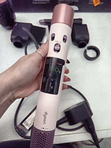 6PC DYSON i.d curly + coily airwrap multi styler and hair dryer with bluetooth - pink / rose gold ( model: hs08) image 9