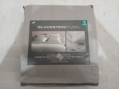 6PC GlucksteinStudio Berkeley Cotton Bed Sheet Set - King - grey - (Model: 2200102) image 4
