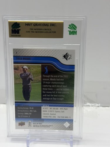 MNT GRADED 9 TIGER WOODS 2012 UPPER DECK SP GOLF BLUE #1 CARD image 2