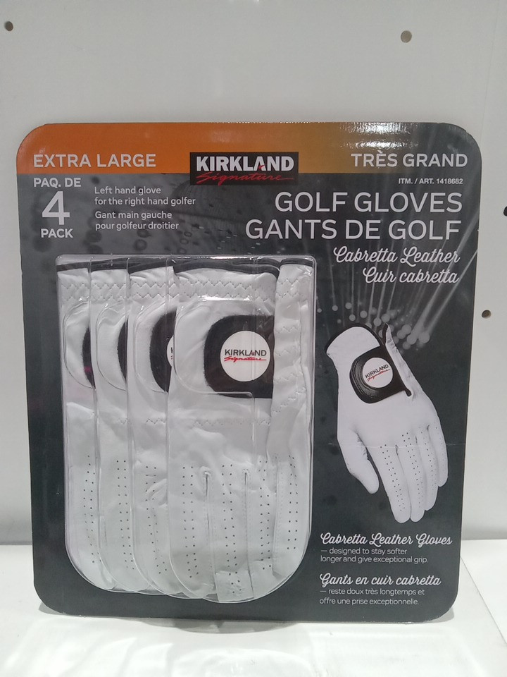 4PK Kirkland Signature Premium Cabretta Leather Golf Gloves - left Hand - Extra large - white (style: 1418682) image 2