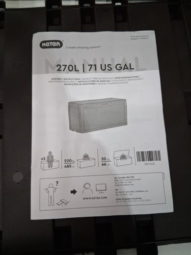 Keter Samoa Outdoor Storage Deck Box - 270L - 46" x 17" x 22 - brown image 5