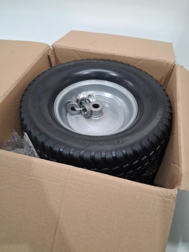 2pk AR-PRO Solid Flat Free Lawn Mower Tire - 16x6.50-8 - 3"- 4.3" Centered Hub - 3/4" Bushings - black image 3