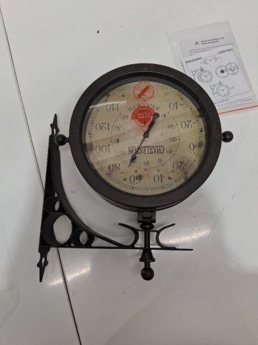 CHARLESTON DOUBLE SIDED OUTDOOR CLOCK THERMOMETER - brown (model: B08CY8JVW5) image 6