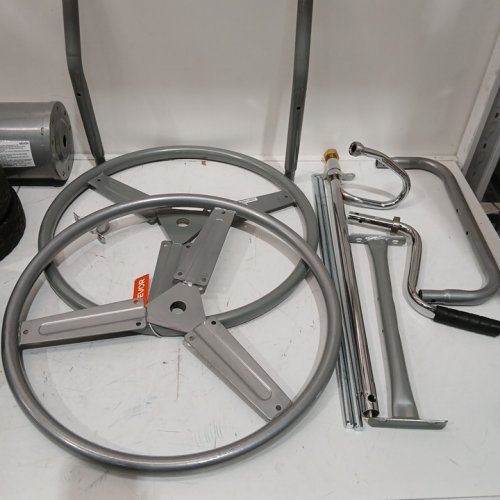 portable Hose Reel Cart/trolley with Storage Basket - Holds Up to 300ft of 1/2’’ Hose - grey (model: alq-300) image 5
