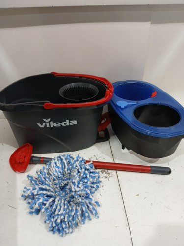vileda easywring rinseclean spin mop & bucket system with reusable microfibre mophead & extendable handle - blue (model:170144) image 3