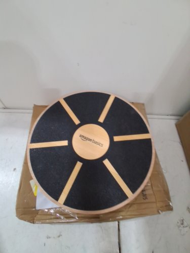 AMAZONBASICS WOOD WOBBLE EXERCISE BALANCE BOARD 265 LBS MAX -BEIGE/BLACK image 2