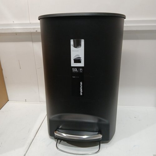 simplehuman semi-round soft-close step trash/garbage can with side lock - 50L - BLACK (model: cw1355) image 3