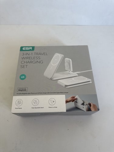ESR for 3 in 1 Travel Charging Station MagSafe Charger Stand, Foldable Magnetic Wireless Charger for Apple Watch & AirPods, Adjustable 2-Way Stand (with Bag) - WHITE (MODEL: 2C569) image 2