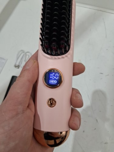 mge mini Cordless Travel Hair Straightener Brush - 9 heat settings - pink/rose gold (model: mge-031) image 4
