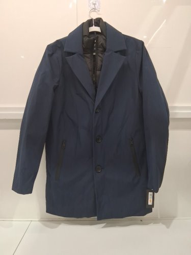mens kenneth cole rain tech quilted varsity zip-up jacket - small - navy blue image 2
