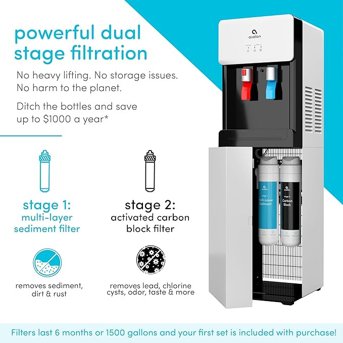 avalon self cleaning bottleless water cooler dispenser with hot/cold and child safety lock - black (model: a7bottlelessblk) image 3