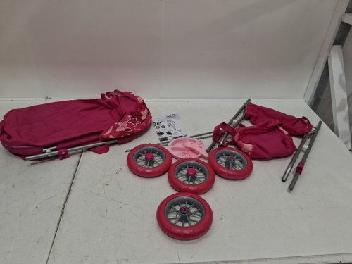 Bayer 4-wheeled metal baby doll stroller - fits 18" dolls - Pink/White - (Model: 12249AB) image 3