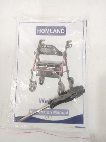 HOMLAND ALUMINUM ADJUSTABLE WALKERS FOR SENIORS WITH SEAT AND FOLDABLE ROLLATOR WALKER - 350LBS CAP - RED (MODEL: R2-RD) image 5