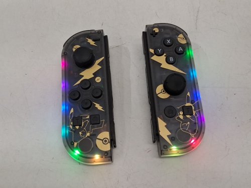2PC JOY-CON THIRD PARTY J-C PAD CONTROLLERS (L/R) FOR NINTENDO SWITCH - POKEMON PIKACHU TRANSPARENT GREY image 3